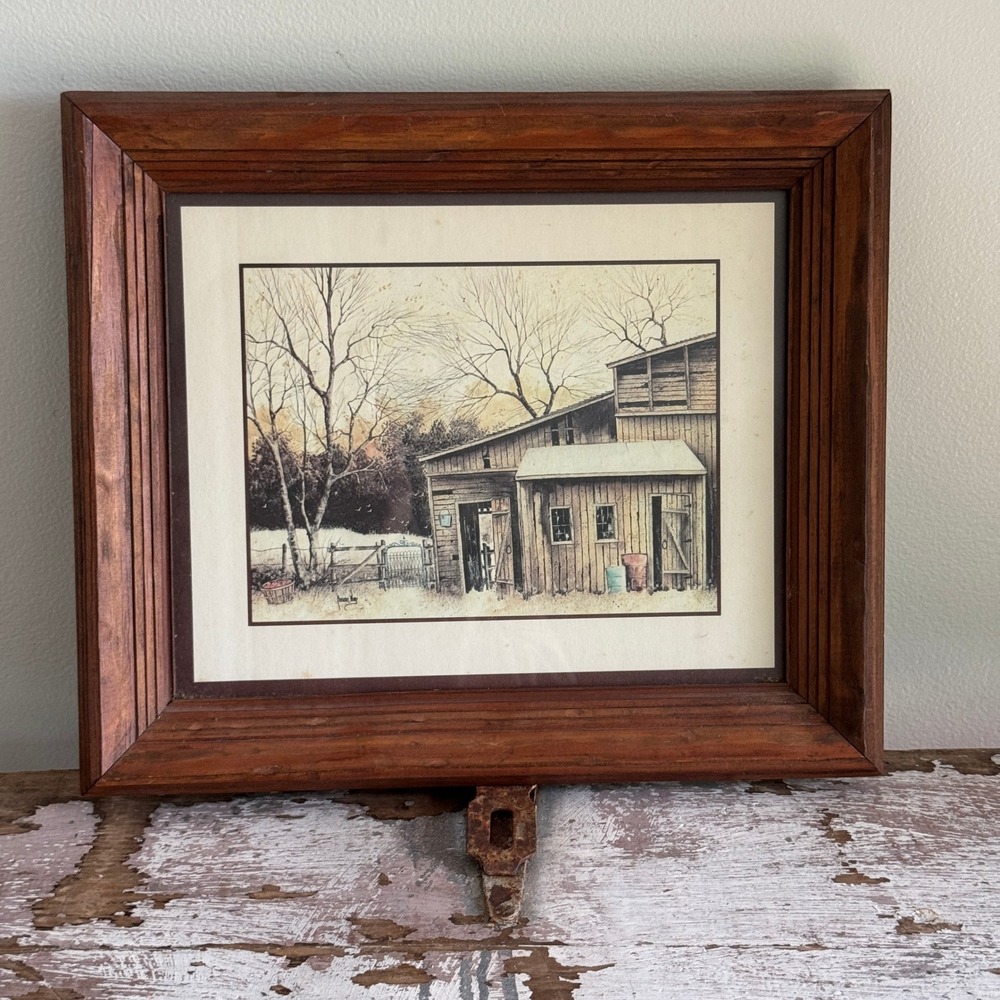 Robert Nidy Vintage Rustic Barn Scene Framed Gallery Wall Art Americana Rustic